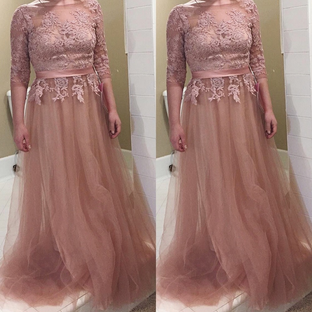 Nude Pink Tulle Romance Wedding Gown,2-16 - Picture 3 of 8